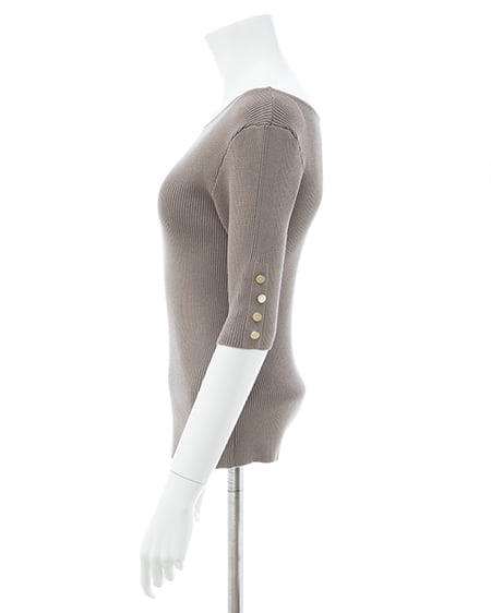 INGNI（イング） 袖金ボタンボートネック半袖ニット ﾓｶ