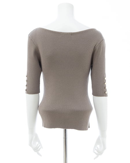 INGNI（イング） 袖金ボタンボートネック半袖ニット ﾓｶ