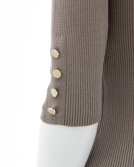 INGNI（イング） 袖金ボタンボートネック半袖ニット ﾓｶ