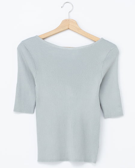 【INGNI SOELA】新作 袖金ボタンボートネック半袖ニット