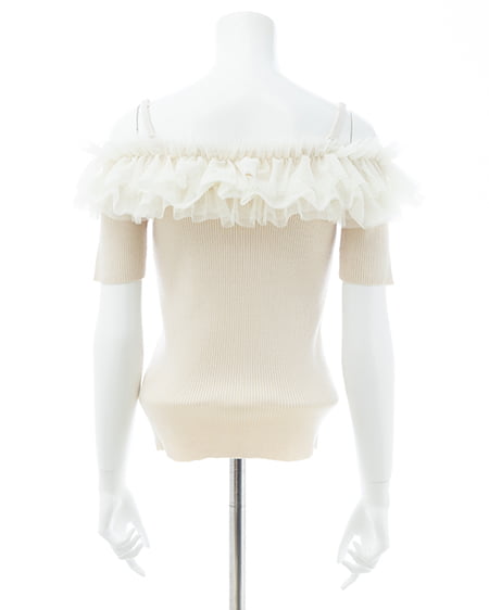 INGNI（イング） チュールオフショルダブルフリル半袖ニット ｱｲﾎﾞﾘｰ/ｱｲﾎﾞﾘｰ
