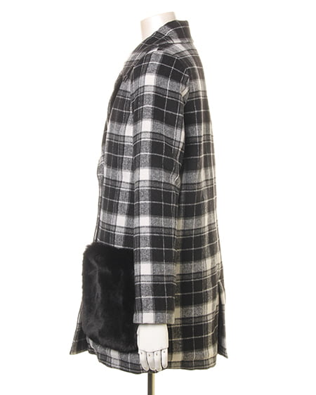 INGNI（イング） ファーポケ付・P／コート ﾁｪｯｸ