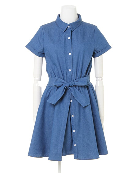 INGNI(イング) ウエストリボン・シャツ/ワンピース デニム