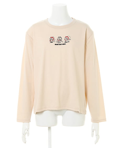 【子供服】ガール刺繍／ロングTシャツ