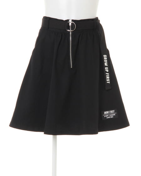 【子供服】ベルト付・ZIP／フレアスカート