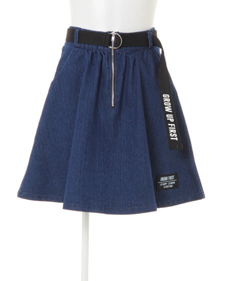 【子供服】ベルト付・ZIP／フレアスカート