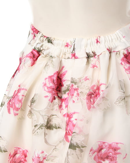 INGNI（イング） 花柄オーガンジー／スカート　B ｵﾌﾎﾜｲﾄ/ｱｶ