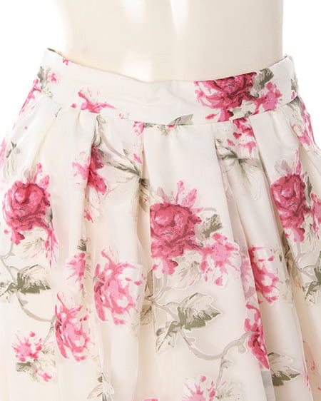 INGNI（イング） 花柄オーガンジー／スカート　B ｵﾌﾎﾜｲﾄ/ｱｶ