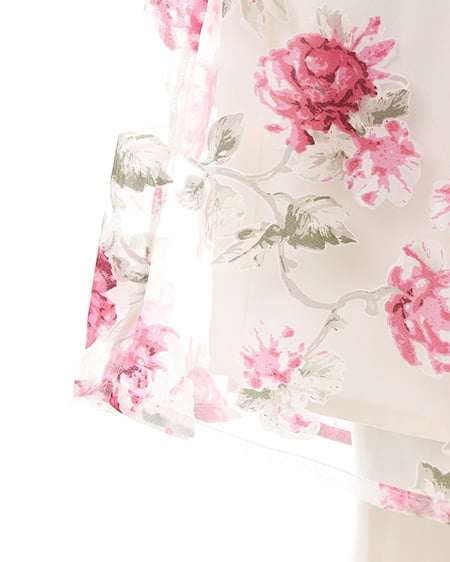 INGNI（イング） 花柄オーガンジー／スカート　B ｵﾌﾎﾜｲﾄ/ｱｶ