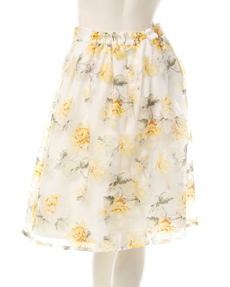 INGNI（イング） 花柄オーガンジー／スカート　B ｵﾌﾎﾜｲﾄ/ｲｴﾛｰ