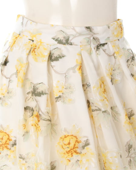 INGNI（イング） 花柄オーガンジー／スカート　B ｵﾌﾎﾜｲﾄ/ｲｴﾛｰ