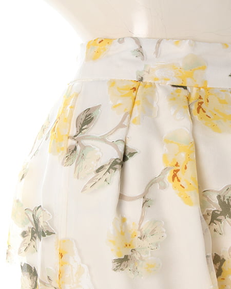 INGNI（イング） 花柄オーガンジー／スカート　B ｵﾌﾎﾜｲﾄ/ｲｴﾛｰ