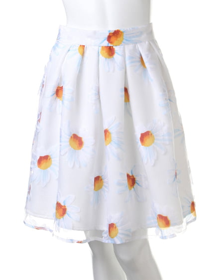 INGNI(イング) マーガレットオーガンジー／スカート ｵﾌﾎﾜｲﾄ/ﾌﾞﾙｰ