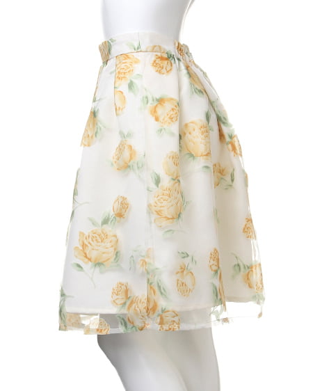 INGNI（イング） 花柄オーガンジー／スカートB ｲｴﾛｰ/ﾊﾅ