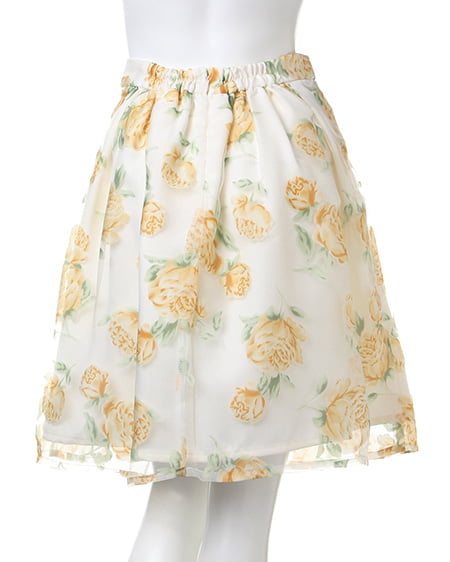 INGNI（イング） 花柄オーガンジー／スカートB ｲｴﾛｰ/ﾊﾅ