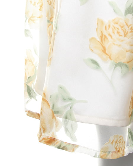 INGNI（イング） 花柄オーガンジー／スカートB ｲｴﾛｰ/ﾊﾅ