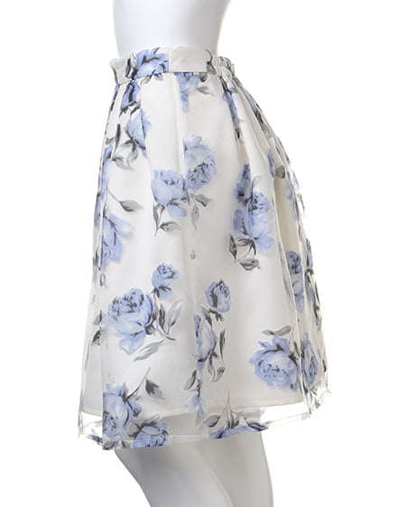 INGNI（イング） 花柄オーガンジー／スカートB ﾌﾞﾙｰ/ﾊﾅ