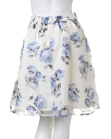 INGNI（イング） 花柄オーガンジー／スカートB ﾌﾞﾙｰ/ﾊﾅ