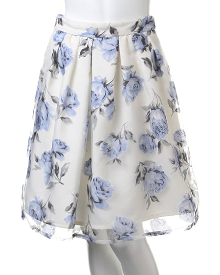 INGNI(イング) 花柄オーガンジー／スカートB ﾌﾞﾙｰ/ﾊﾅ