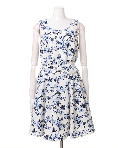 INGNI（イング） ウエストリボン花柄／ワンピース ｵﾌﾎﾜｲﾄ