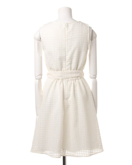 INGNI（イング） サッシュ付シアーギンガムF＆F／ワンピース ｵﾌﾎﾜｲﾄ