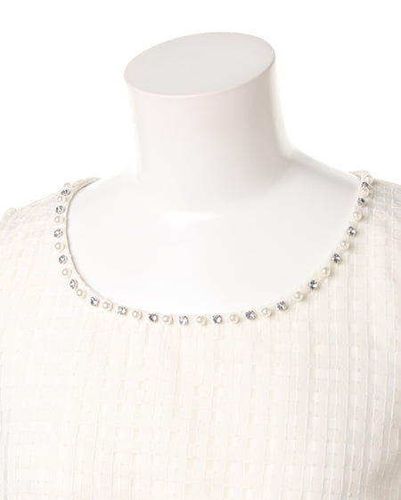 INGNI（イング） サッシュ付シアーギンガムF＆F／ワンピース ｵﾌﾎﾜｲﾄ