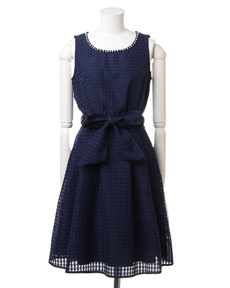 INGNI（イング） サッシュ付シアーギンガムF＆F／ワンピース ｺﾝ