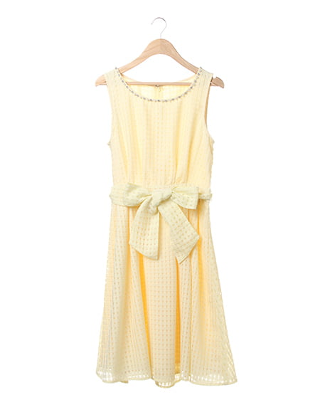 INGNI(イング) サッシュ付シアーギンガムF＆F／ワンピース ｲｴﾛｰ