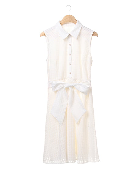 INGNI(イング) シアーチェックノースリシャツ／ワンピース ｵﾌﾎﾜｲﾄ