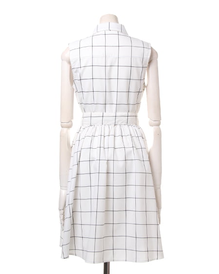 INGNI（イング） サッシュ付シャツ／ワンピース ｵﾌﾎﾜｲﾄ/ﾁｪｯｸ