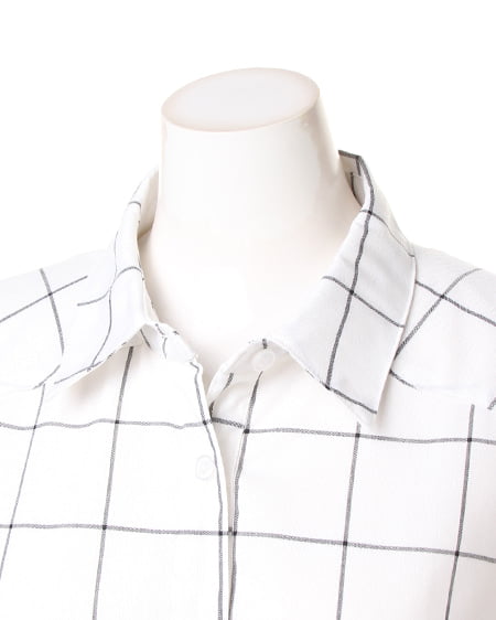 INGNI（イング） サッシュ付シャツ／ワンピース ｵﾌﾎﾜｲﾄ/ﾁｪｯｸ