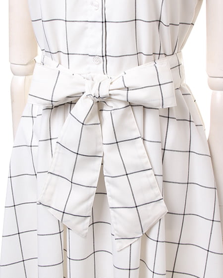 INGNI（イング） サッシュ付シャツ／ワンピース ｵﾌﾎﾜｲﾄ/ﾁｪｯｸ