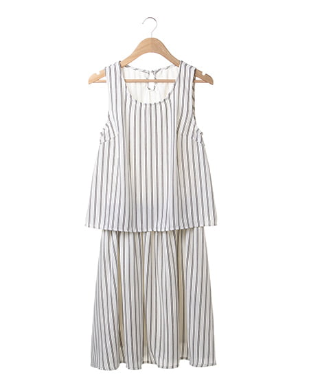 INGNI(イング) F＆Fノースリ／ワンピース ｵﾌﾎﾜｲﾄ/ｽﾄﾗｲﾌﾟ