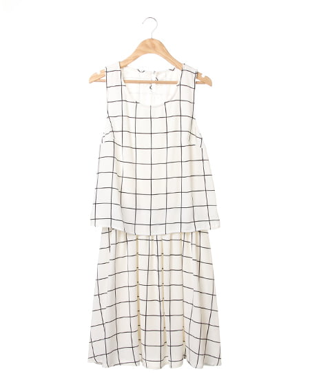 INGNI(イング) F＆Fノースリ／ワンピース ｵﾌﾎﾜｲﾄ/ﾁｪｯｸ