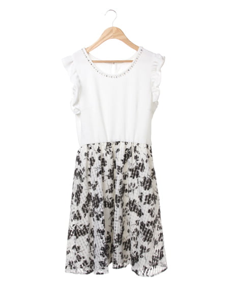 INGNI(イング) モノトーン花柄SKドッキング／ワンピース ｵﾌﾎﾜｲﾄ/ｵﾌﾎﾜｲﾄ