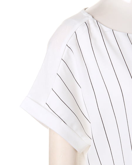 INGNI(イング) Fストライプバルーンプルオーバー オフホワイト/クロ