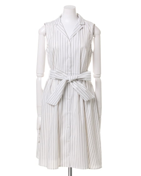 INGNI（イング） 開襟ノースリシャツ／ワンピース ｵﾌﾎﾜｲﾄ/ｽﾄﾗｲﾌﾟ