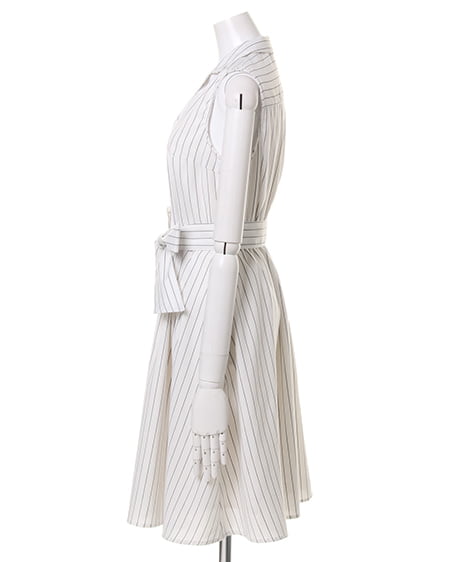 INGNI（イング） 開襟ノースリシャツ／ワンピース ｵﾌﾎﾜｲﾄ/ｽﾄﾗｲﾌﾟ