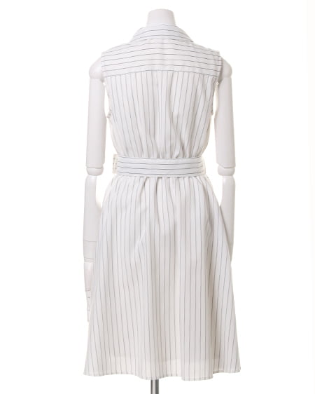 INGNI（イング） 開襟ノースリシャツ／ワンピース ｵﾌﾎﾜｲﾄ/ｽﾄﾗｲﾌﾟ