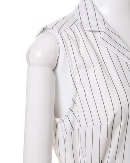 INGNI（イング） 開襟ノースリシャツ／ワンピース ｵﾌﾎﾜｲﾄ/ｽﾄﾗｲﾌﾟ