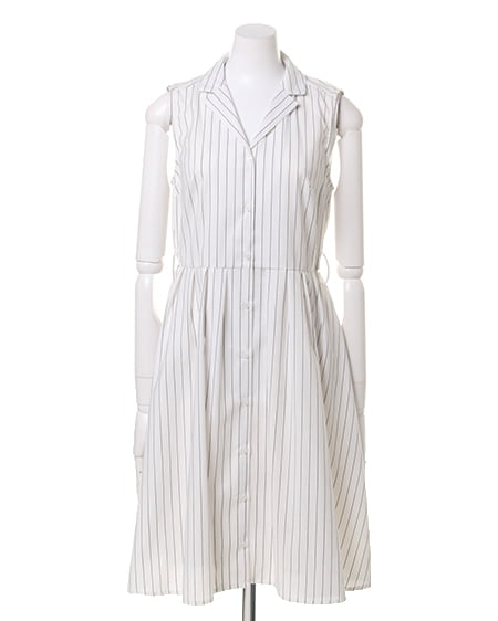 INGNI（イング） 開襟ノースリシャツ／ワンピース ｵﾌﾎﾜｲﾄ/ｽﾄﾗｲﾌﾟ