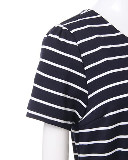 INGNI（イング） ボーダーBACKリボン／ワンピース ｺﾝ/ｵﾌﾎﾜｲﾄ