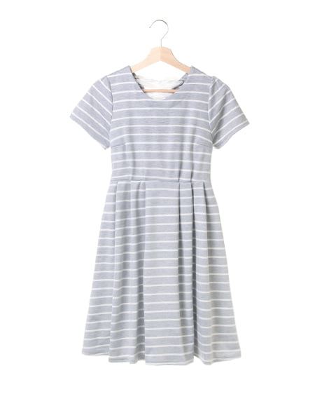 INGNI(イング) ボーダーBACKリボン／ワンピース ｸﾞﾚｰ/ｵﾌﾎﾜｲﾄ