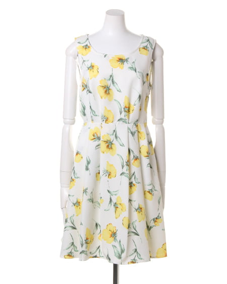 INGNI（イング） 花柄ノースリ／ワンピースC ｵﾌﾎﾜｲﾄ