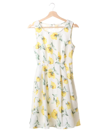 INGNI(イング) 花柄ノースリ／ワンピースC ｵﾌﾎﾜｲﾄ