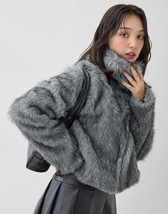 STANDCOLLAR ECOFUR BLOUSON