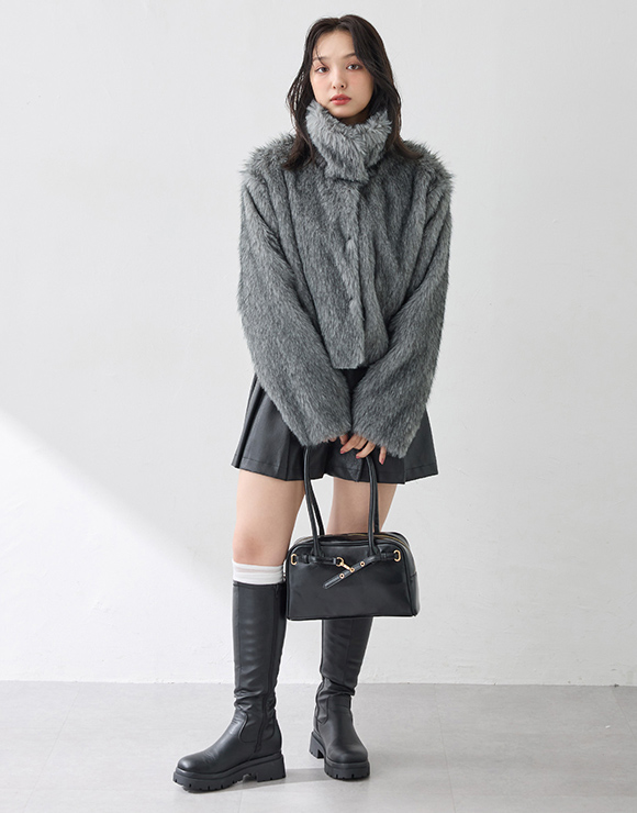 STANDCOLLAR ECOFUR BLOUSON