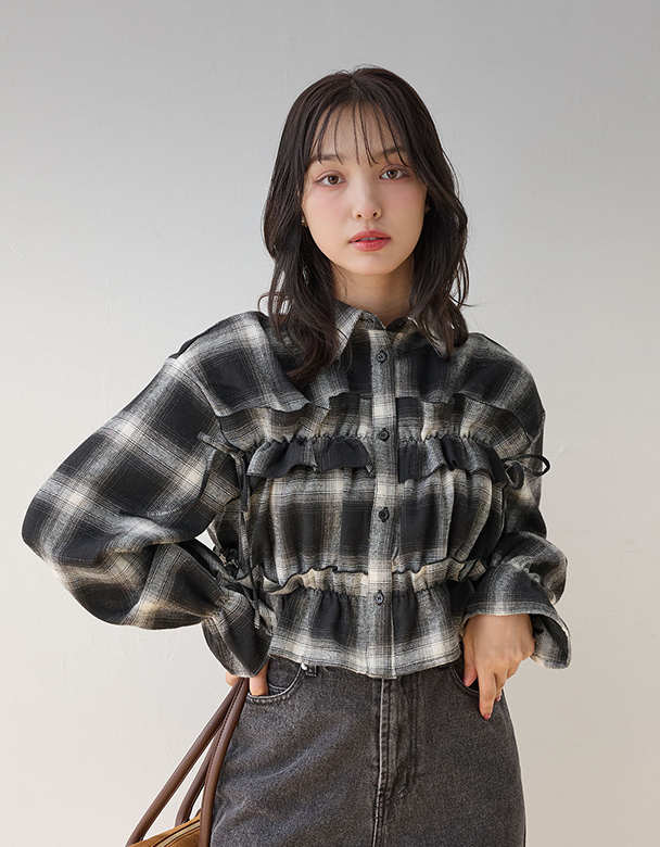 FRILL CHECK SHORT SHIRT