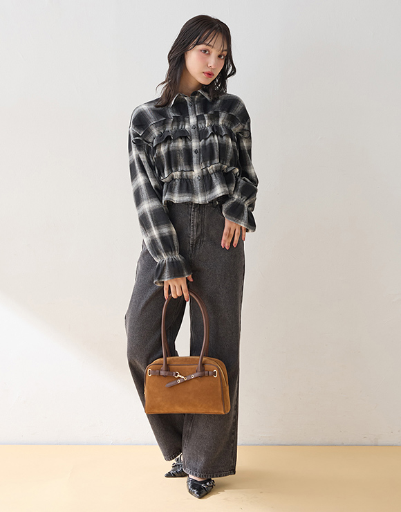 FRILL CHECK SHORT SHIRT