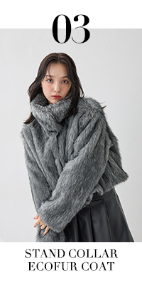 STAND COLLAR ECOFUR COAT